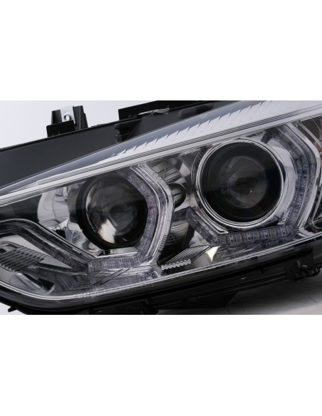 Angelo Occhi Fari LED DRL per BMW Serie 3 F30 F31 Berlina Touring (10.11-05.15) in cromo.