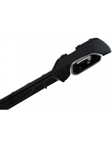 Paraurti posteriore Valance diffusore con Chrome per BMW Serie 3 G G28 Berlina G21 Touring (18-up) M340i M Look in nero.