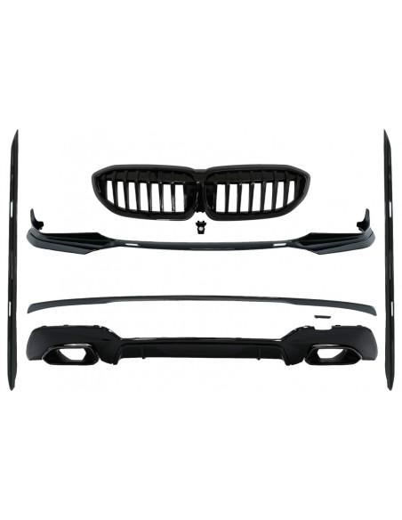 Completo Body Kit di estensioni per BMW Serie 3 G Sedan G21 Touring (18-up) in design M340i con punte nere.