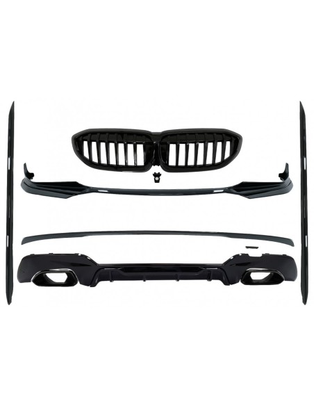 Completo Body Kit di estensioni per BMW Serie 3 G Sedan G21 Touring (18-up) in design M340i Concorrenza con punte nere.