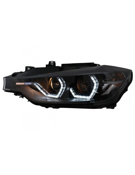 Fari a LED DRL Angelo Occhi per BMW 3 Serie F30 F31 LCI Berlina Touring (15-19) in Nero.