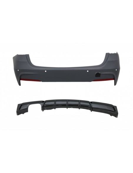 Paraurti posteriore M-Technik Design con diffusore Valance Spoiler nero piano e doppia uscita sinistra per BMW 3 Serie F31 11+.