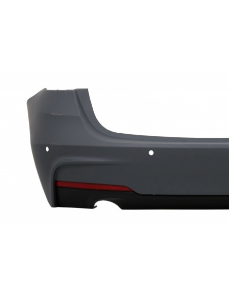 Paraurti posteriore M-Technik Design con diffusore Valance Spoiler nero piano e doppia uscita sinistra per BMW 3 Serie F31 11+.