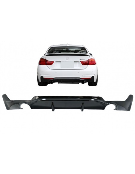 Paraurti posteriore Diffusore BMW F32 F33 F36 (13-) Coupé Cabrio 4 Serie Uscita Singola Piano Nero