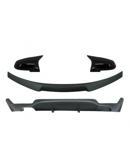 Pacchetto conversione diffusore d'aria w/ cofano spoiler e coperture specchio BMW 4 serie Coupe F32 (13-up) nero opaco