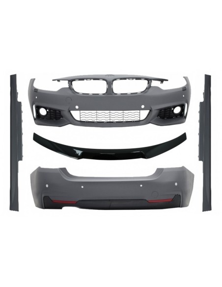Kit completo per BMW Serie 4 F32 Coupé (dal 2013 in poi) con spoiler posteriore design Sport in nero pianoforte