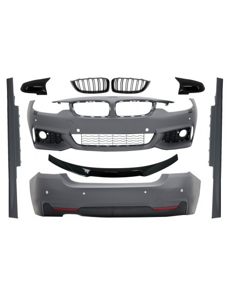 Kit completo per BMW 4 Series F32 Coupe (13-up) Trunk Spoiler w/ griglie centrali e Mirror Covers Sport Design