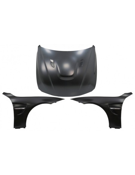 Cofano del cofano w/ parafanghi anteriori nero e cromato per BMW 4 serie F32 F33 F36 (13-17) M3 M4 GTS Look