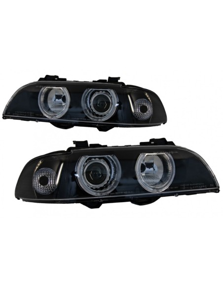 Angelo Occhi Fari per BMW 5 Serie E39 Berlina Touring (1996-03) Nero Grigio Edition