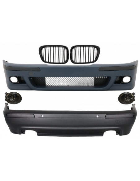 Kit Carrozzeria per BMW Serie 5 E39 (1997-03) Doppia uscita M5 Design w/Fendinebbia Fumo e Griglie Centrali Pianoforte Nero