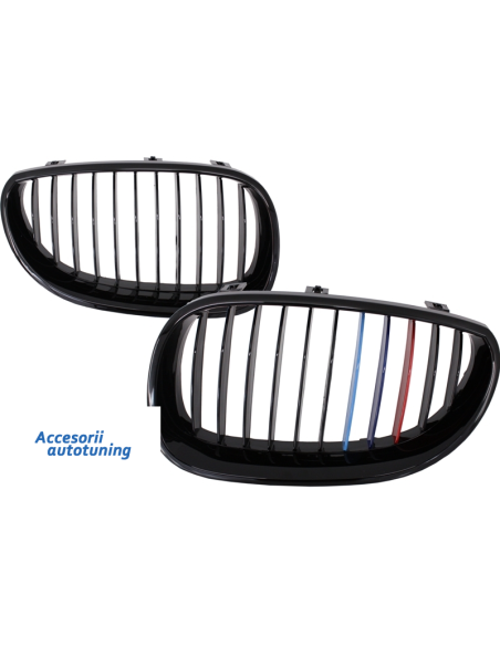 Griglie anteriori per BMW 5 serie E60 E61 Berlina Touring (03-09) Piano Nero 3 colori M-Power Design
