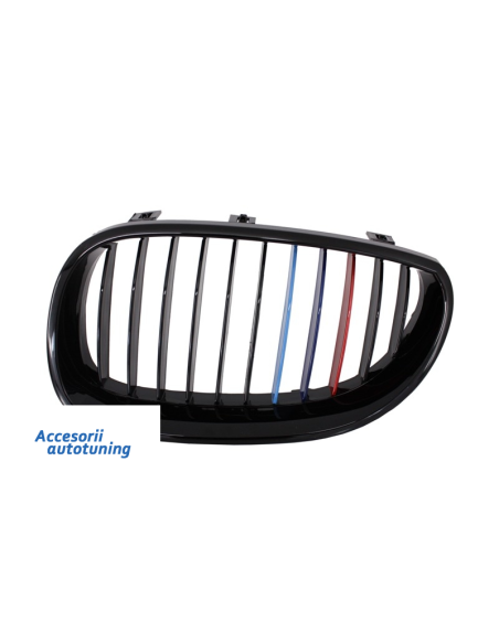 Griglie anteriori per BMW 5 serie E60 E61 Berlina Touring (03-09) Piano Nero 3 colori M-Power Design