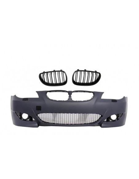 Paraurti anteriore per BMW 5 serie E60 (03-10) M5 Design w/ Griglia centrale doppia striscia Piano nero