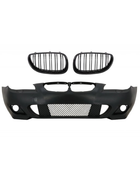 Paraurti anteriore w/ Griglie centrali Rene Piano Nero per BMW 5 Serie E60-E61 03-09 M-Technik Design w/ out Fendinebbia