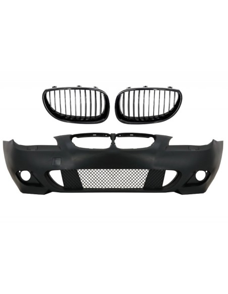 Paraurti anteriore w/ Griglie centrali Rene Piano Nero per BMW 5 Serie E60-E61 03-09 M-Technik Design w/ out Fendinebbia