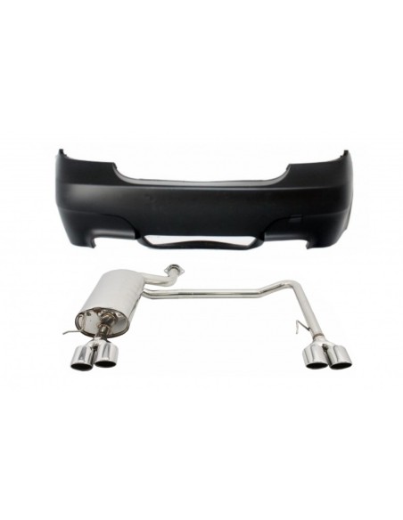 Paraurti posteriore per BMW 5 serie E60 (03-10) w/ completo sistema di scarico Twin Double Quad M5 Design