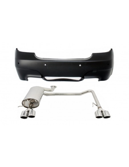 Paraurti posteriore per BMW 5 serie E60 (07-10) e sistema di scarico completo Twin Double Quad M5 Design w/ PDC