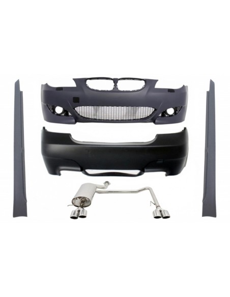 Corredo per BMW 5 serie E60 (03-10) w/ sistema di scarico completo Doppia Quad e laterali gonne M5 Design