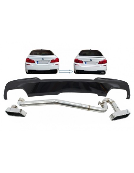 Il nero brillante del diffusore dell'aria per BMW 5 serie F10 (11-17) M-Technik 550i progetta w/sistema di scarico