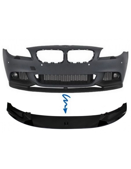 Paraurti anteriore Spoiler Lip per BMW 5 Serie F10 F11 Berlina Touring (11-17) Piano Nero