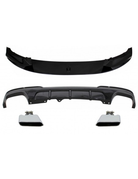 paraurti anteriore per BMW 5 serie F10 F11 (11-17) w/ doppio diffusore d'aria di uscita e Piano nero