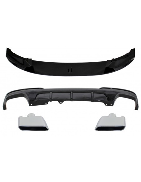 paraurti anteriore per BMW 5 serie F10 F11 (11-17) w/ doppio diffusore d'aria di uscita e Piano nero