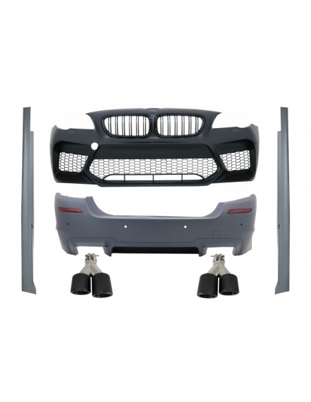 Kit per BMW Serie 5 F10 (11-17) Paraurti w/ Laterali Gonne e Dual Twin scarico Muffler suggerimenti fibra di carbonio M5 Design