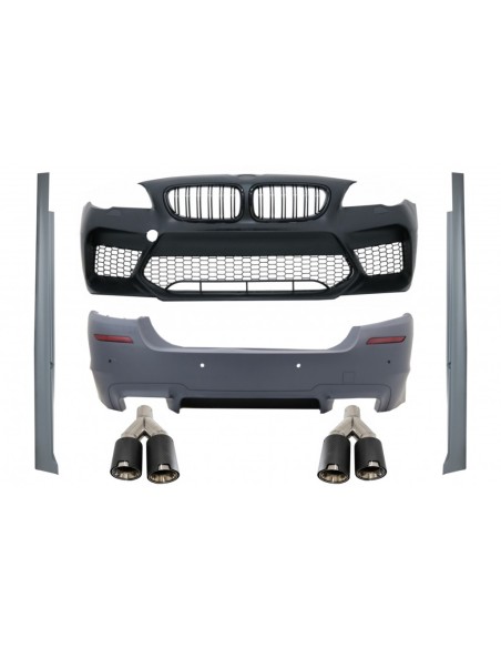 Kit per BMW Serie 5 F10 (11-17) Paraurti w/ Laterali Gonne e Dual Twin scarico Muffler suggerimenti fibra di carbonio M5 Design