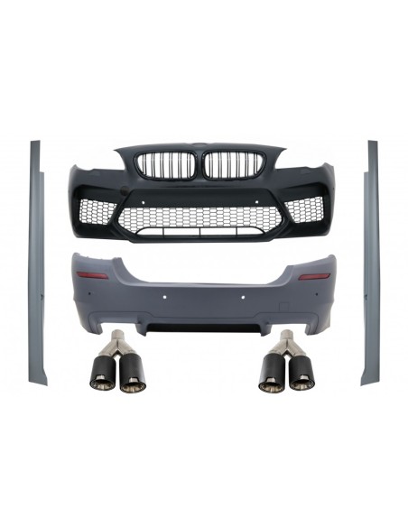 Kit per BMW Serie 5 F10 (11-17) Paraurti w/ Laterali Gonne e Dual Twin scarico Muffler suggerimenti fibra di carbonio M5 Design