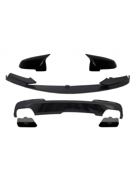 Front Bumper Spoiler labbro w/ specchio copre e diffusore & scarico nero per BMW 5 Serie F10 F11 Sedan Touring (15-17)