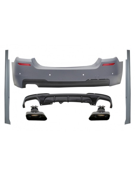 Paraurti posteriore & Laterali Gonne w/ diffusore e scarico suggerimenti nero per BMW 5 Serie F10 (11-17)