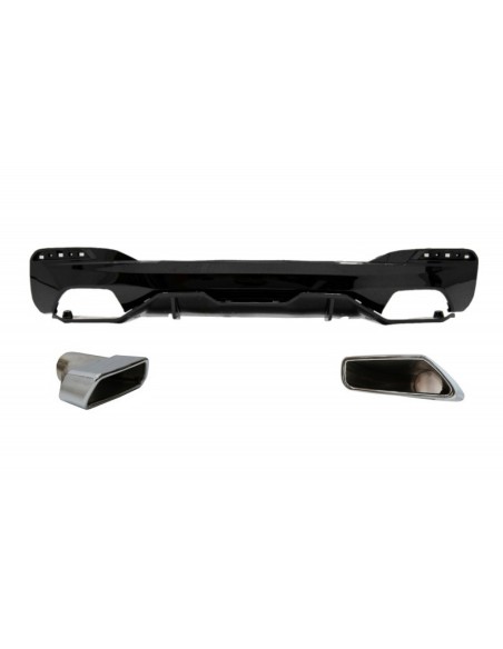 Paraurti posteriore diffusore w/ scarico per BMW 5 serie G30 G31 Limousine Touring (17-up)Chrome Piano nero