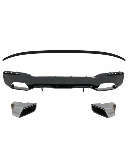 Paraurti posteriore diffusore w/ scarico cromo e bagagliaio Boot Spoiler per BMW 5 Serie G30 Limousine (17-19)