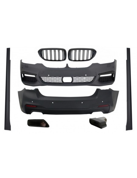 Kit completo w/ Griglia centrale del rene Piano nero e scarico Muffler suggerimenti per BMW 5 Serie G30 (17-up) M-Tech