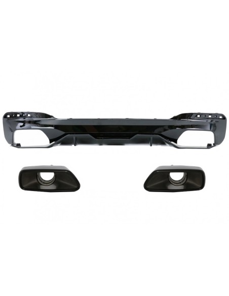 Diffusore w/ scarico Tips & Trunk Boot Spoiler per BMW 5 serie G30 Limousine (17-up) 540 M pianoforte nero