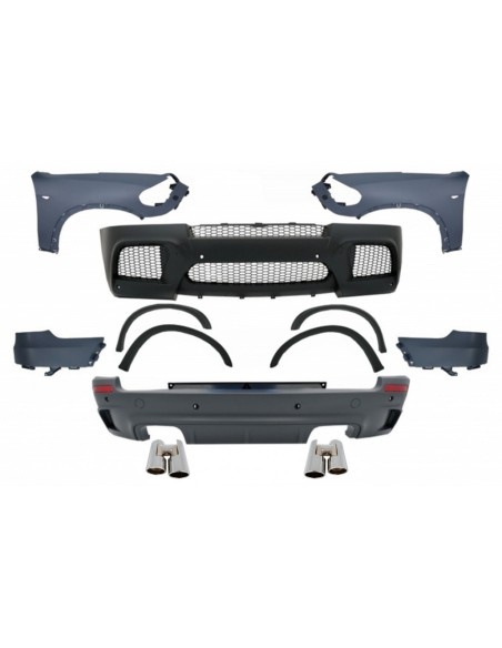 Kit completo con parafanghi anteriori e scarico cromato per BMW X5 E70 (07-13) X5M M-Design