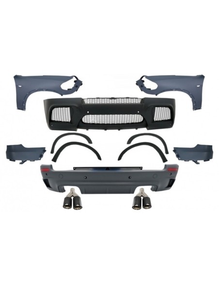 Parafanghi anteriori con doppie punte del silenziatore in fibra di carbonio per BMW X5 E70 (07-13) X5M