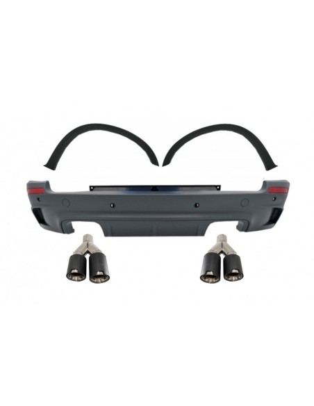 Paraurti posteriore w/ ruota archi Fender Flares e Dual Twin scarico fibra di carbonio Matte per BMW X5 E70 (07-13)