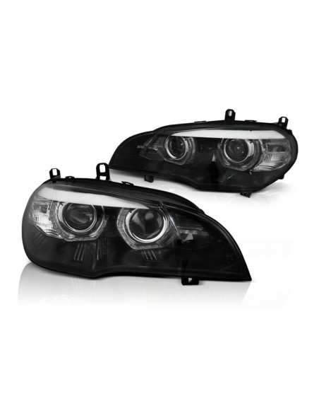 Xenon fari Angel Eyes 3D LED DRL per BMW X5 E70 (07-13) Nero