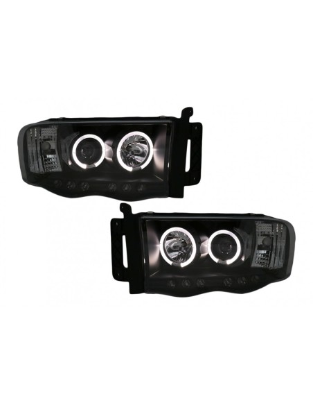Angel Eyes fari per Dodge RAM III (02-06) Nero
