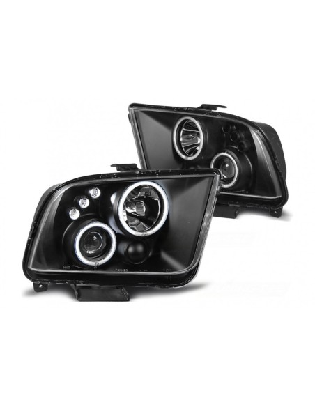 Fanali Angel Eyes per Ford Mustang V (04-09) Nero