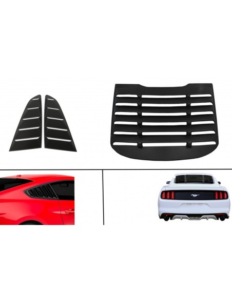 Classic Quarter Side Window Louvers per FORD Mustang Mk6 VI Sesta generazione (15-19) w/ finestrini posteriori Look Black