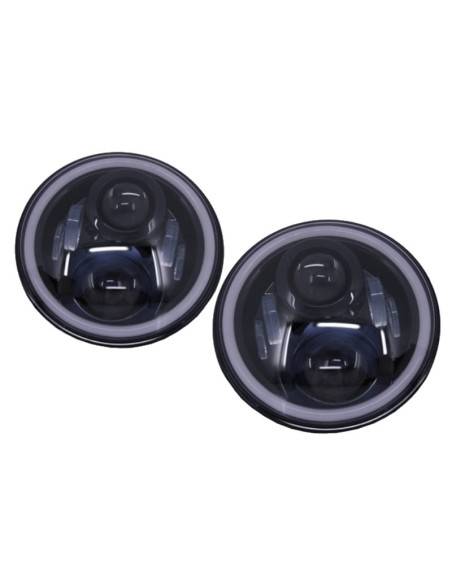 7 pollici CREE LED fari ambra Halo DRL per Jeep Wrangler JK TJ LJ Land Rover Defender Mercedes W463 nero
