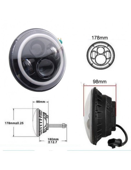 7 pollici CREE LED fari ambra Halo DRL per Jeep Wrangler JK TJ LJ Land Rover Defender Mercedes W463 nero