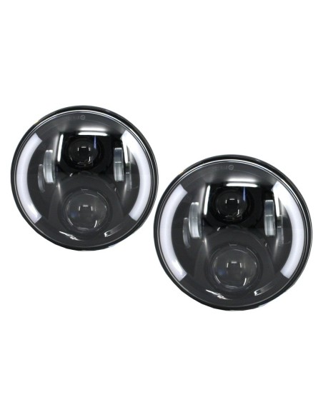 7 pollici CREE LED fari per Jeep Wrangler JK (07-17) Mercedes G-Class W463 (1989-17) Land Rover Defender Half Halo nero