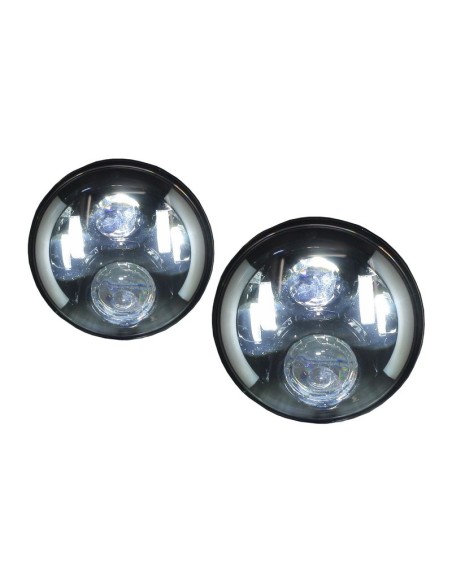 7 pollici CREE LED fari per Jeep Wrangler JK (07-17) Mercedes G-Class W463 (1989-17) Land Rover Defender Half Halo nero