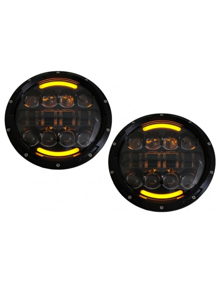 7 pollici CREE LED fari angelo occhio ambra Halo DRL per Jeep Wrangler JK TJ LJ Land ROVER Defender Mercedes W463 nero