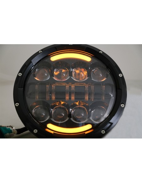 7 pollici CREE LED fari angelo occhio ambra Halo DRL per Jeep Wrangler JK TJ LJ Land ROVER Defender Mercedes W463 nero