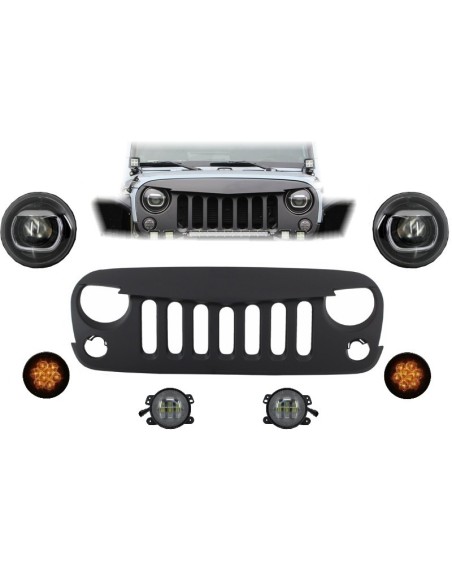 Griglia di montaggio anteriore e luci a LED per JEEP Wrangler Rubicon JK (07-17) Angry Bird Design
