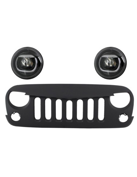Griglia anteriore centrale w/ HID Bi-Xenon fari per JEEP Wrangler Rubicon JK (07-17) Angry Bird Design